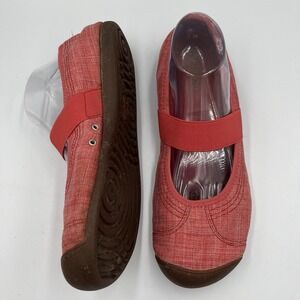 Keen Mary Jane Shoes US 12 Round Cap Toe Red Canvas Comfort Casual Minimalist